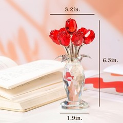 Movdyka Red Rose Crystal Flower Glass Roses Bouquet Gifts for Women Wife