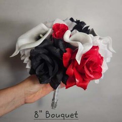 Red Black White Rose Calla Lily Bridal Wedding Bouquet Accessories