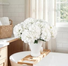 12PCS 15.4In Artificial Hydrangea Silk Flowers Bouquet Faux 12pc-white