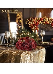 Nuptio Flower Wedding Centrepieces for Tables: 2 Pcs Burgundy Artificial Flower