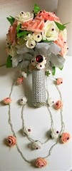 Bridal Bouquet Pink White Roses 2 Hanging Extensions Decoration Fuschia Silver