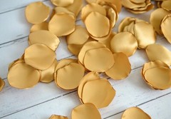 Antique gold satin rose petals, 25 count artificial flower petals