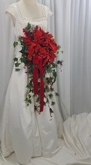 Christmas Poinsettia Waterfall Faux Silk Wedding Bouquet