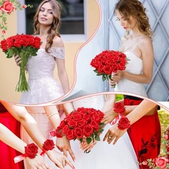 24 Pcs Rose Artificial Flowers with Long Stem Real Touch Silk Plastic Red