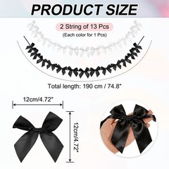 2 String of 13 PCS Black/White Bow Garland Banner Decoration Party Bow