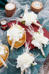 1 Pc Sinlge Ivory White Boutonniere for Men for Wedding Groom Groomsmen Cream Ar