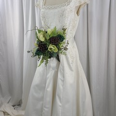 Woodland and Jade Crystal Faux Silk Wedding Bouquet
