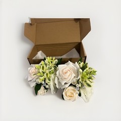 Handmade Rose Pink and White Corsage for Wedding Bridesmaid