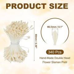 PATIKIL 2.5mm Double Heads Flower Stamen, 340 Pcs 2.5mm, Cream White