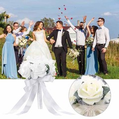 Hand Bunch Bridal Holding Flower Artificial Rose Silk Bouquet Bridesmaid Decor