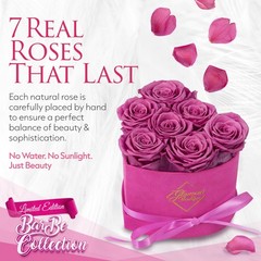 GLAMOUR BOUTIQUE 7 Flower Forever Heart Shape 7 Roses, Velvet Pink 7 Roses