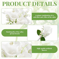 16 Pcs Bride Bouquet Set Include 10 White Calla Lily Artificial Flowers 5 Faux L