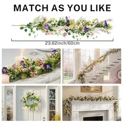MOYEE Candle Holder Centerpieces for Tables,Candle Purple Trumpet Flower Wreath