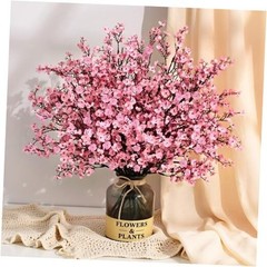 6Pcs Fake Flowers Baby’s Breath Silk, Real Touch Artificial Flowers 6pcs Pink