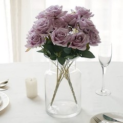 LAVENDER 2 Bushes 17″ Silk Roses Artificial FLOWERS Bouquets Party Decorations