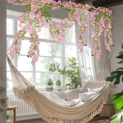 2 Pcs Wisteria Hanging Flowers Wisteria Flowers Vine Garland Wedding Arch Pink