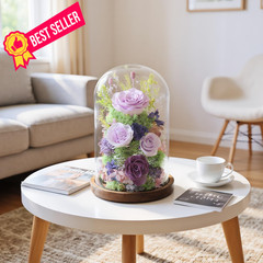 lovenfold Flowers for Delivery Preserved Rose in Glass Lilac