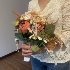 Bridal Wedding Bouquet Exquisite Budget Handmade Faux Floral Champagne Red/ Pink