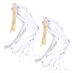 40pcs Lace Ribbon Wedding Wands With Bells Sparkling Stick For Party Celebration