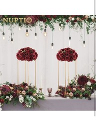 Nuptio Flower Wedding Centrepieces for Tables: 2 Pcs Burgundy Artificial Flower