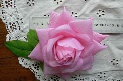 LT PINK 14cm Across with Leaves & Stem TROPICAL BRIGHT Selection Fabric ROSE HU