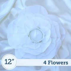8 pcs 12″ White Artificial Large Roses Flowers Wall Backdrop Party Wedding