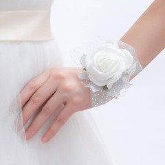 Wedding Bridal 4 Pack Bridesmaid Wrist Flower White Exquisite Floral One Bridal