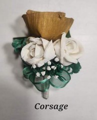 Hunter Green Ivory Gold Rose Sola Wood Bridal Wedding Bouquet Accessories