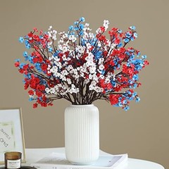 10 Pcs 4th of July Flowers Artificial Babys Breath Fake Silk Red, White, Blue