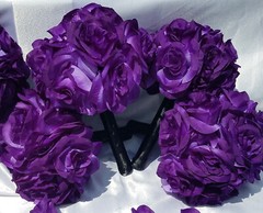 17 Pc. Wedding Bouquet Package, Purple Roses, Purple & Black Wedding Bouquet Set