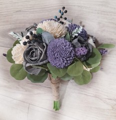 Lavender Gray Bridal Bouquet Sola Wood Bridesmaid Natural Purple Wedding Flowers