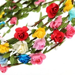 EBOOT 15 Pieces Assorted Colored Flower Crown 1 Count (Pack of 15),
