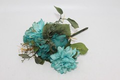 Bridal Wedding Bouquet Fall Turquoise Teal 12″ Romantic White Green Hydrangea