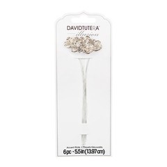 DAVID TUTERA™ ILLUSION RHINESTONE AND PEARL SILVER FLOWER PICKS – 6 PIECES