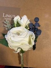 Ling’s Moment Bridal Bouquet & Matching Boutonniere Navy Blue Wedding Flowers