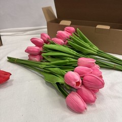 2 (30) PCS Artificial Roses Silk Flowers Bouquet Long Stem 14″ Red/Pick