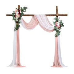 Artificial Wedding Arch Flowers Kit Pink With 2 Pcs Flowers 2 Pcs Drapes