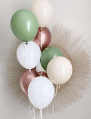 Sage Green and Rose Gold Balloons, 24Pcs 12 Inch Sage Green White Metallic Rose
