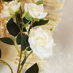2 CREAM 38″ SINGLE STEM SILK ROSES Bouquets Wedding Centerpieces Decorations