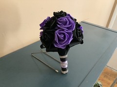 Black rose and accent color rose wedding bouquet