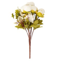 WHITE 2 Bouquets 19″ Silk Peony FLOWERS Artificial Floral Bushes Party Events