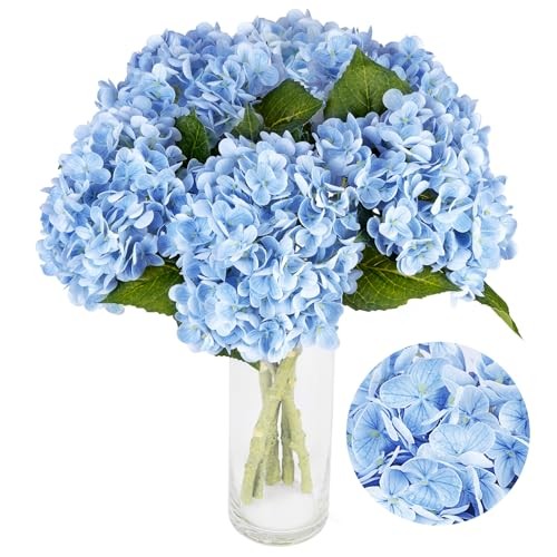pcs Hydrangea，Artificial Hydrangea Flowers，Latex Real Touch 3 Blue