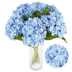 pcs Hydrangea，Artificial Hydrangea Flowers，Latex Real Touch 3 Blue