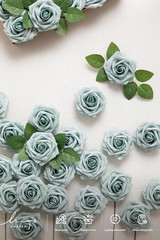 Ling’S Moment Artificial Flowers 25Pcs Dusty Blue Roses Decor W/Stems,3″ DIY Foa
