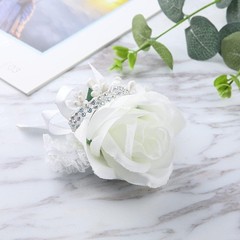 Handmade White Wedding Wrist Corsages – Luxurious 4-Pack for Special Occasions