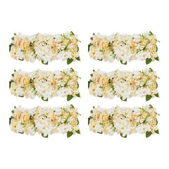 6 Pcs Champagne Artificial Flower Panels Silk Floral Wall Backdrop For Decor