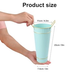 10 PCS 9 Inch Tall Galvanized Flower Buckets, Metal Flower 10 Pack 9 Inch Blue