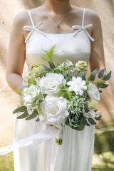 Bridal Bouquet White Rose 11 Inch Artificial Shower Anniversary Prop Home Decor