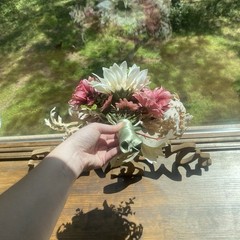 Bridal Wedding Bouquet Hand made Budget Friendly Faux Flowers White Pink Green