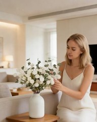 Fake Flowers for Vase–10 Pcs Silk Mini Chrysanthemum Artificial Flowers White